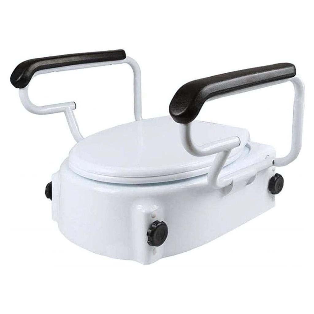 Rehausseur de WC universel réglable en hauteur avec accoudoirs escamotables