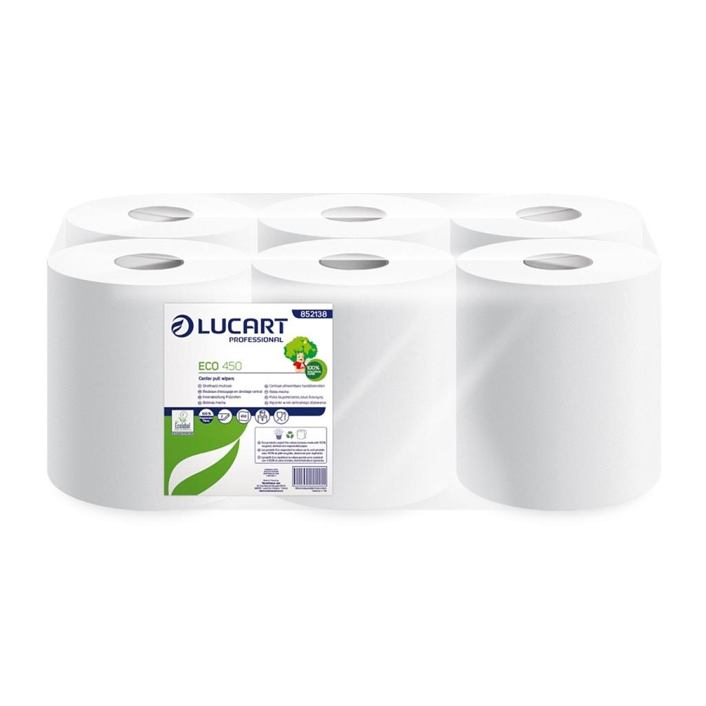 Papier dévidage central Eco Lucart 450 2 plis gaufré 135m
