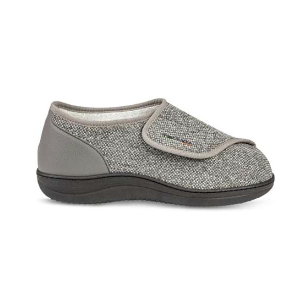 Pantoufles unisexes Bamboo fermées 1 velcro gris