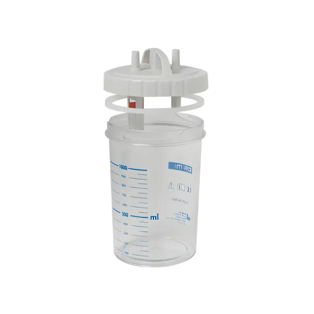 Flacon complet autoclavable avec couvercle et joint pour pompe d'aspiration CA-MI