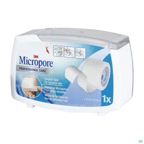 Sparadrap de fixation Micropore rouleaux 9.1m avec nouveau distributeur