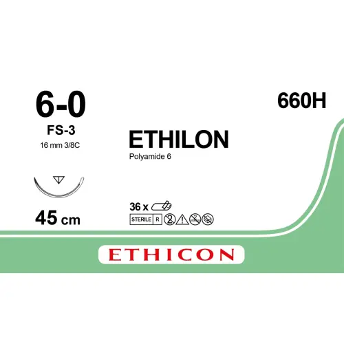 Fil de suture ETHILON® 6-0, FS-3, 16 mm, 3/8 triangulaire, 45 cm noir, 1 fil