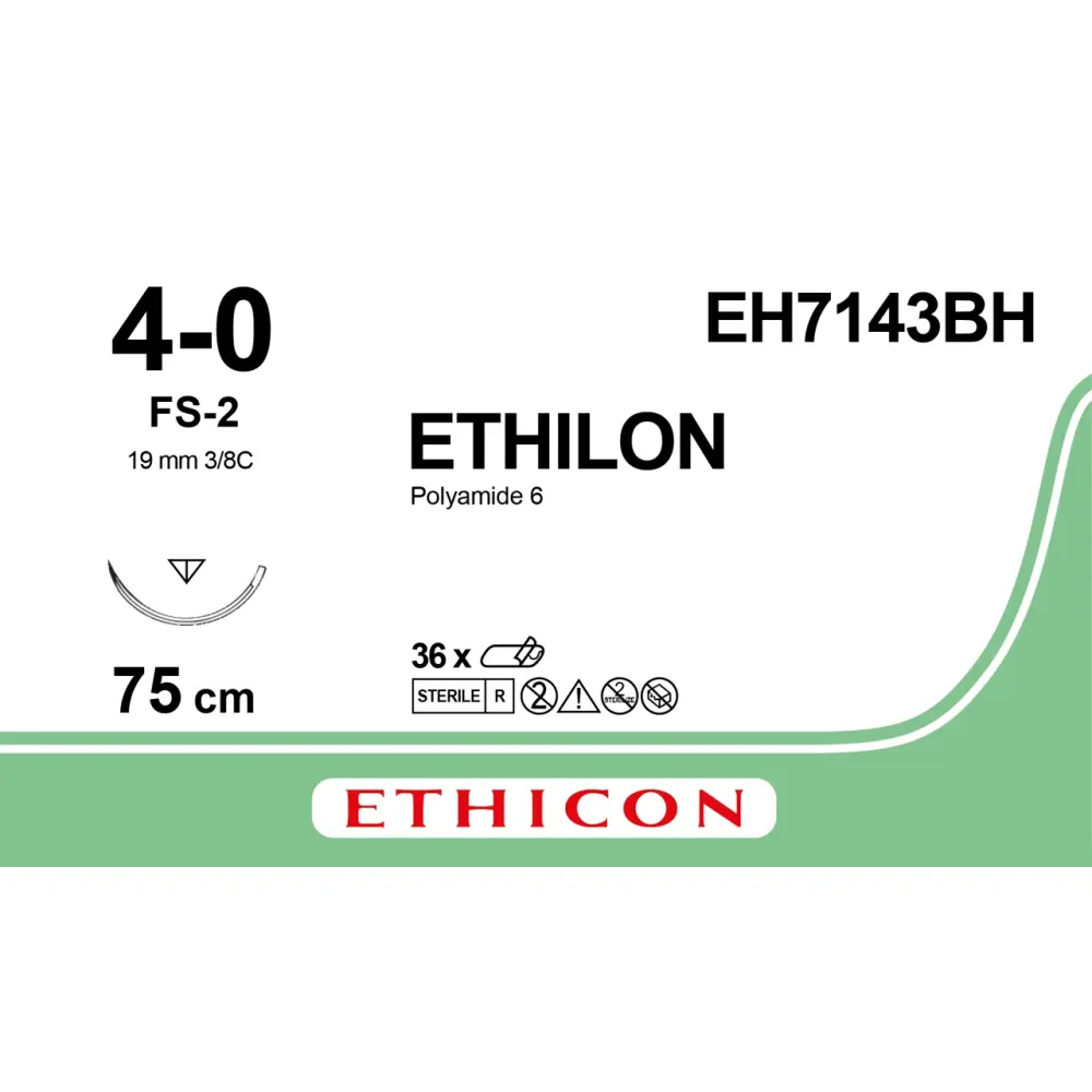 Fil de suture ETHILON® 4-0, FS-2, 19 mm, 3/8 triangulaire, 75 cm noir, 1 fil