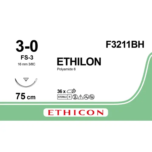 Fil de suture ETHILON® 4-0, FS-1, 24 mm, 3/8 triangulaire, 90 cm noir, 1 fil