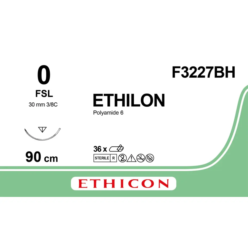 Fil de suture ETHILON® 0, FSL, 30 mm, 3/8 triangulaire, 90 cm noir, 1 fil