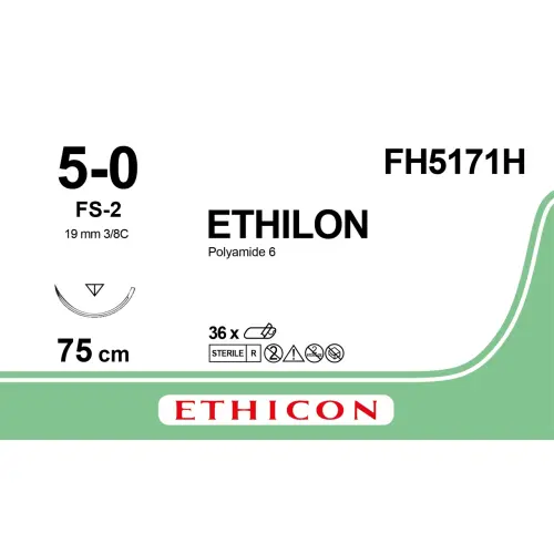 Fil de suture ETHILON® 5-0, FS-2, 19 mm, 3/8 triangulaire, 75 cm noir, 1 fil