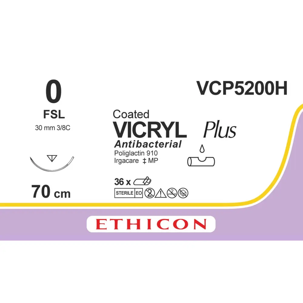 Fil de suture COATED VICRYL® 0-0, FSL, 30 mm, 3/8 triangulaire, 75 cm non teinté