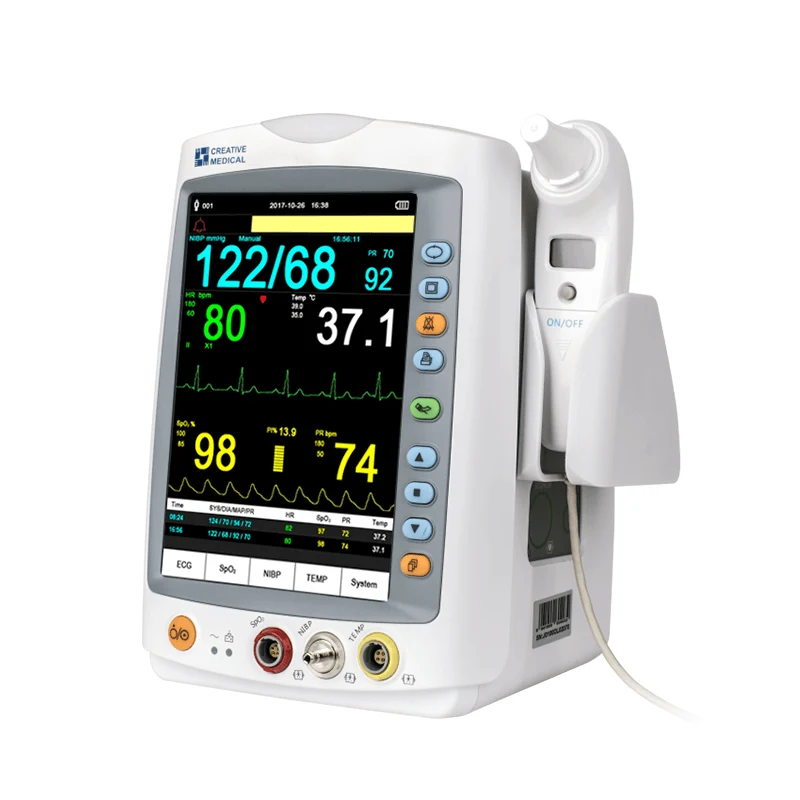 Moniteur de signes vitaux PC-900Plus écran 7‘’ LED - SpO2/PR/NIBP/ECG/TEMP(auriculaire) avec support latéral thermomètre