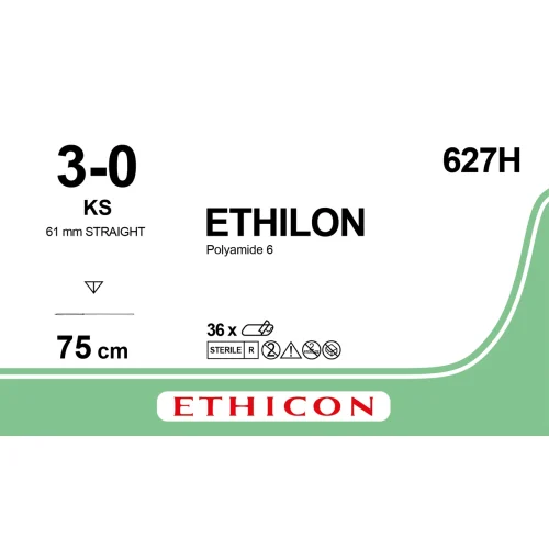 Fil de suture ETHILON® 3-0, KS, 60 mm, droite, 75 cm noir - boîte de 36