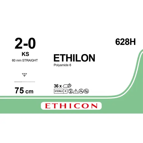 Fil de suture ETHILON® 2-0, KS, 60 mm, droite, 75 cm noir