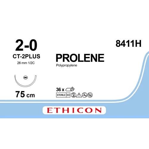 Fil de suture PROLENE® 2-0, CT-2, 26 mm, 1/2 cercle ronde, 75 cm bleu