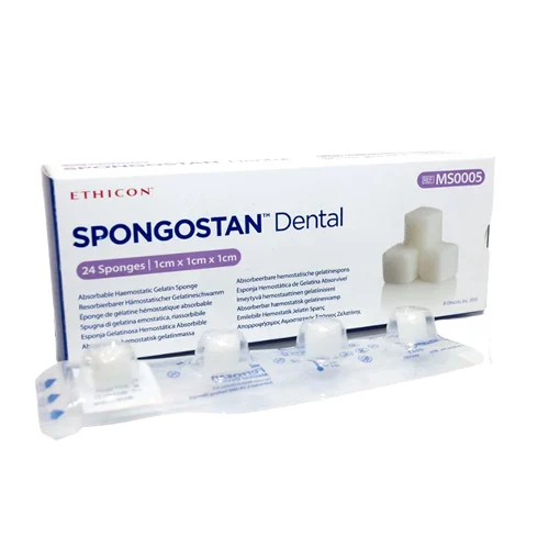 Éponge hémostatique résorbable SPONGOSTAN® Dental, 10 x 10 x 10 mm, boîte de 24