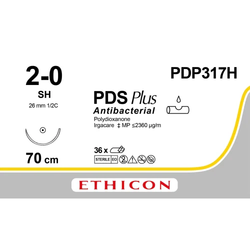 Fil de suture PDS® Plus 2-0, SH, 26 mm, 1/2 cercle ronde, 70 cm violet - boîte de 36