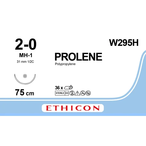 Fil de suture PROLENE® 2-0, MH-1, 31 mm, 1/2 cercle ronde, 75 cm bleu - boîte de 36