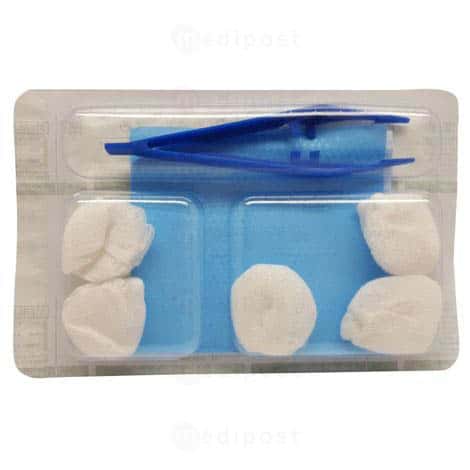 Set à pansements : 5 tampons, 1 pince, 1 champ LR