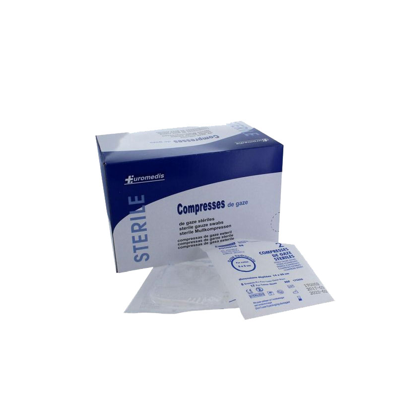 Steriel gaaskompres 7,5x7,5cm /5, 12 lagen