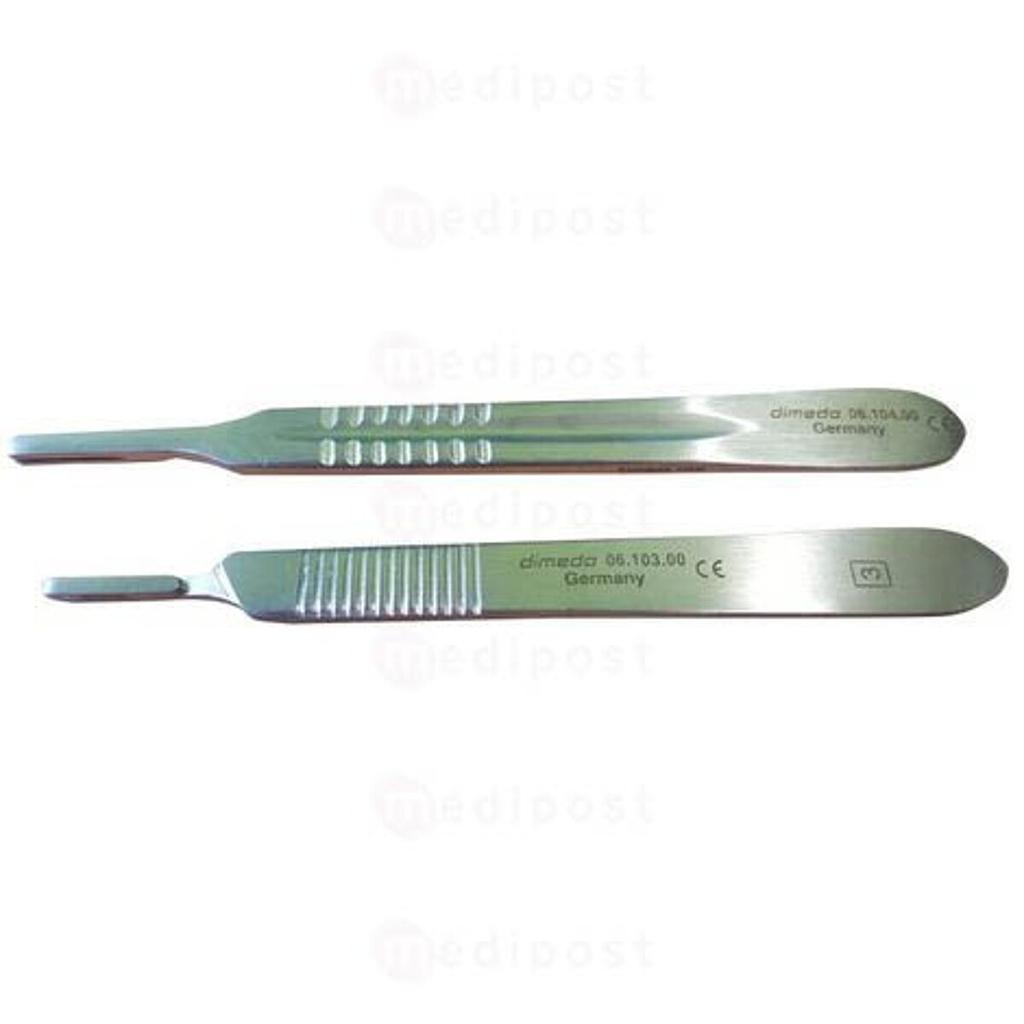 Manche de bistouri n°3 ou n°4 gradué en inox