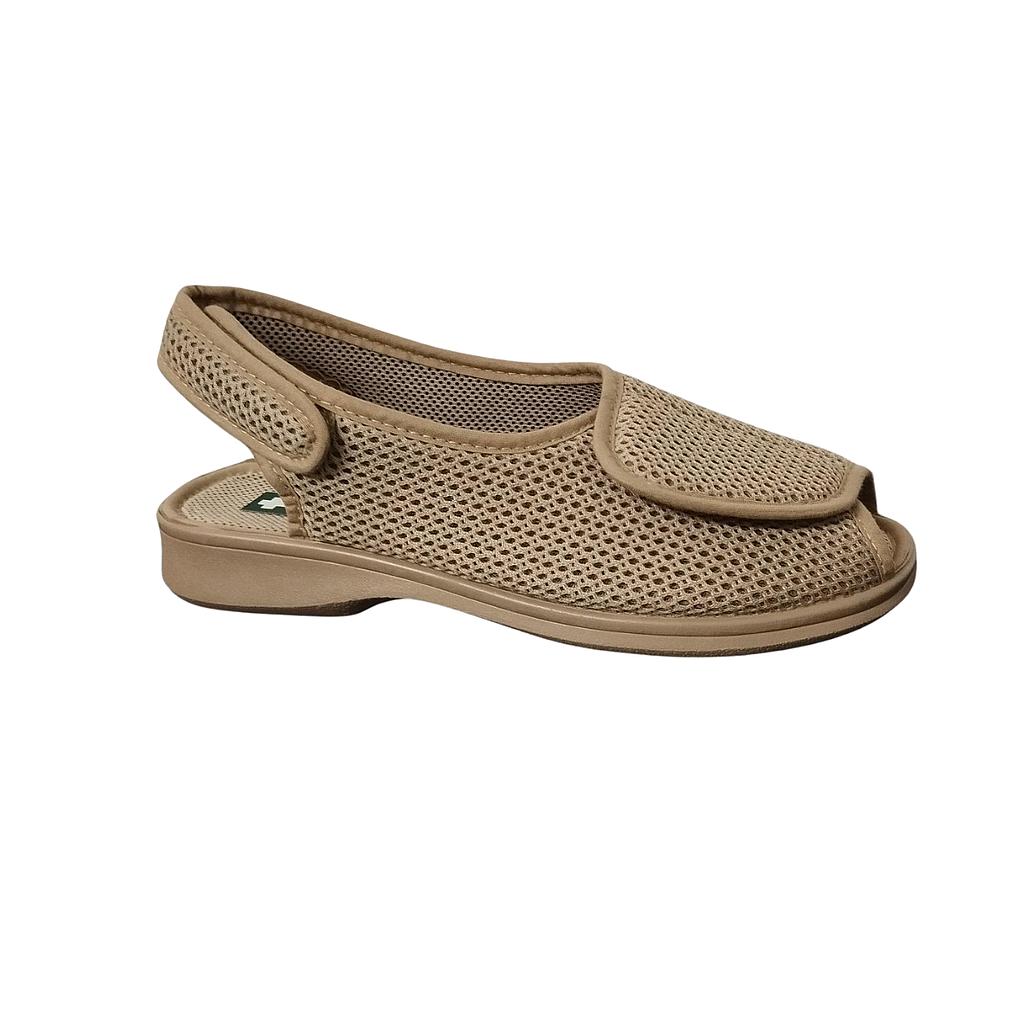 Pantoufles XL pointe et arrière ouvert 1 velcro avant et 1 velcro arrière- Beige
