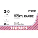 Fil de suture VICRYL RAPIDE 3-0, X-1, 22 mm, 1/2 cercle, 45 cm non teinté